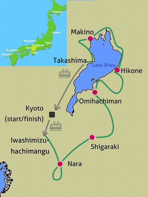 Nara Lake Biwa bike tour map